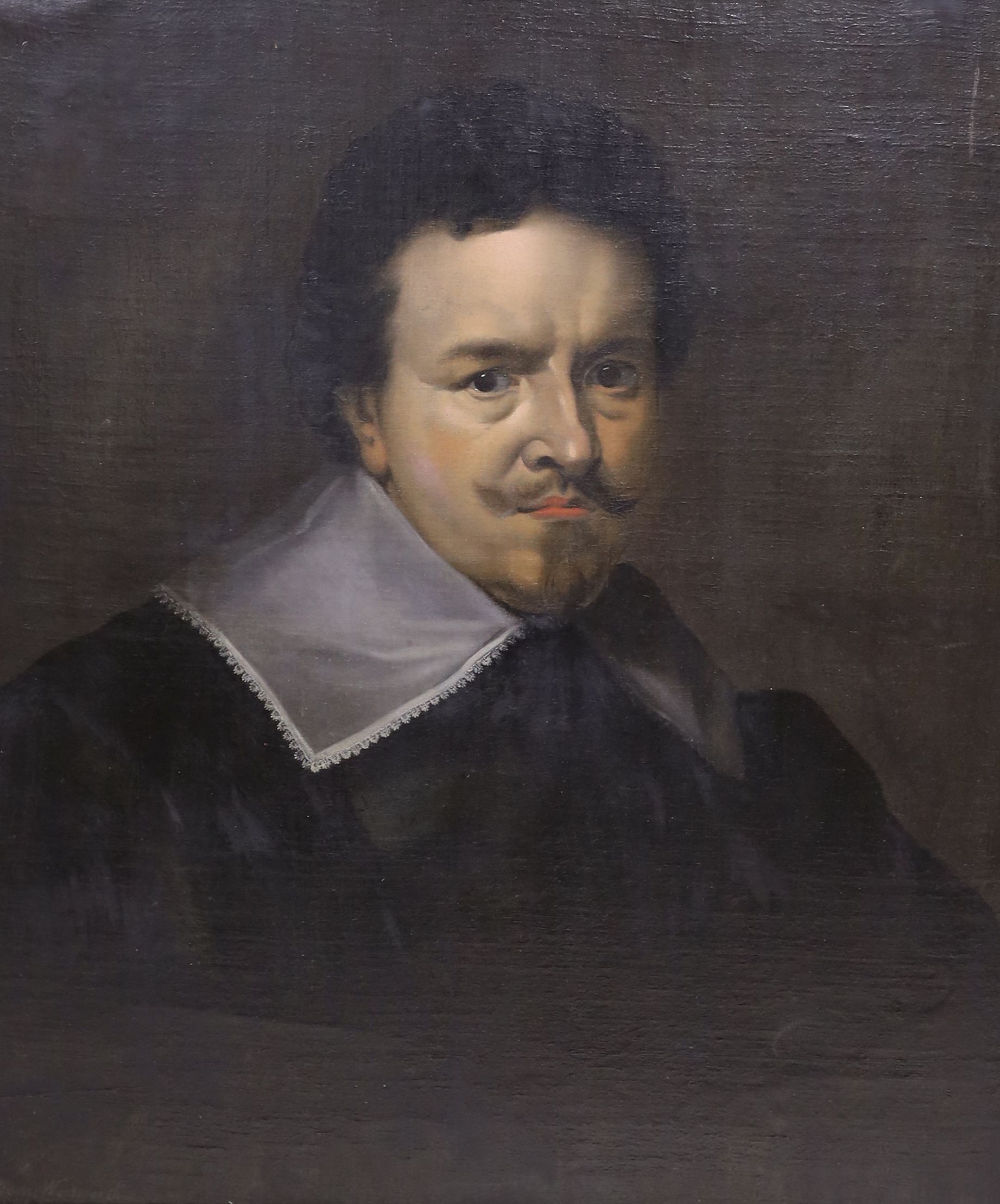 19th century Continental School, oil on canvas, Portrait of a 17th century gentleman, thought to be Thomas Wentworth earl of Strafford,70 x 60cm